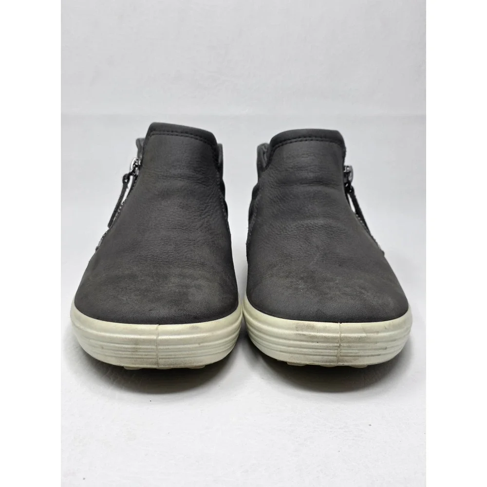 ECCO Soft 7 Tred Zip Grey Leather Ankle Boot Sneakers Womens Size 6 EU 37